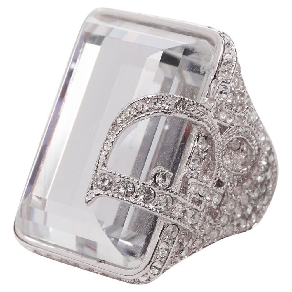 Christian Dior Crystal Paved Logo Ring